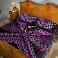 Personalised Aotearoa Matariki Quilt Bed Set Purple Fern Maori Poutama
