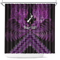 Personalised Aotearoa Matariki Shower Curtain Purple Fern Maori Poutama