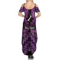 Personalised Aotearoa Matariki Summer Maxi Dress Purple Fern Maori Poutama