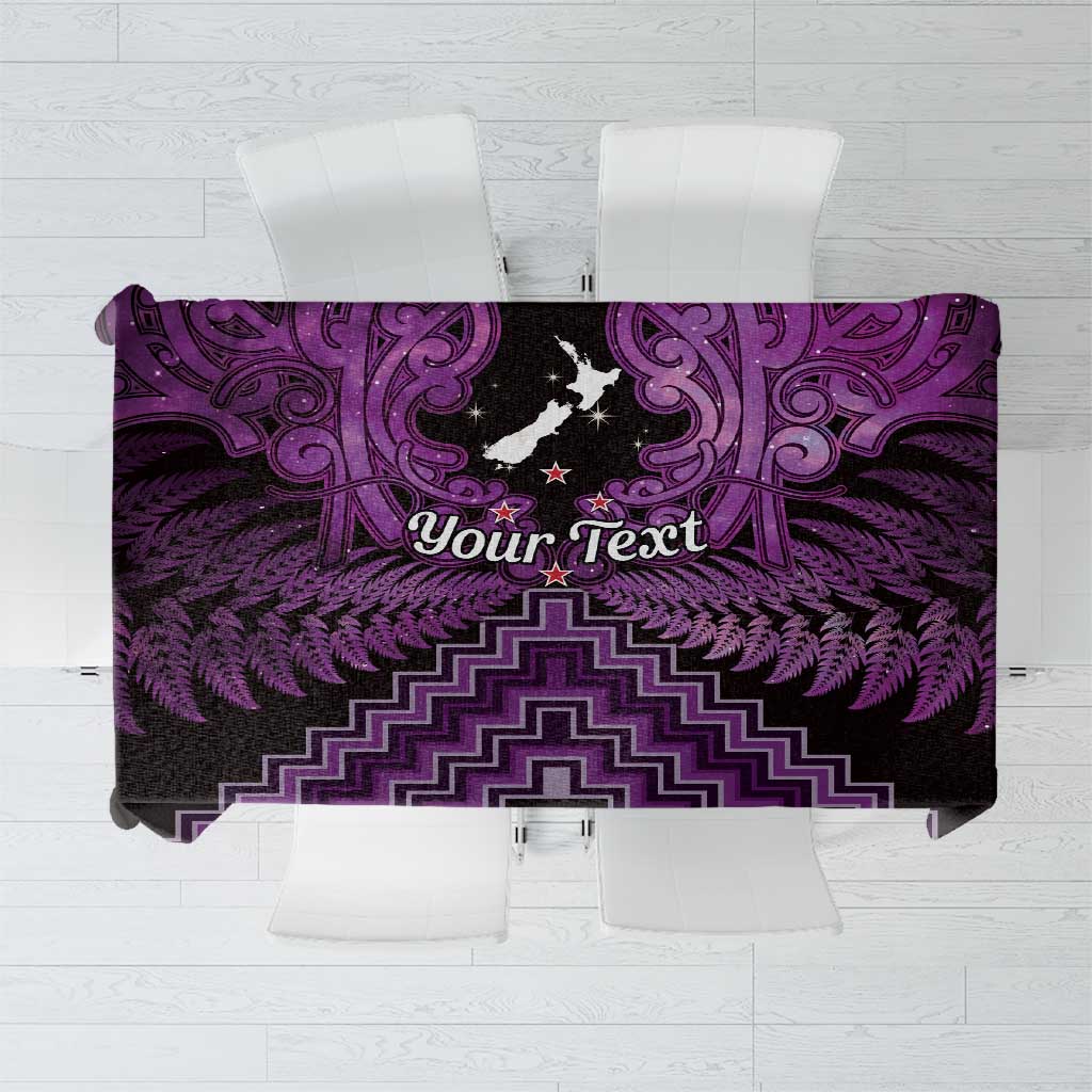 Personalised Aotearoa Matariki Tablecloth Purple Fern Maori Poutama