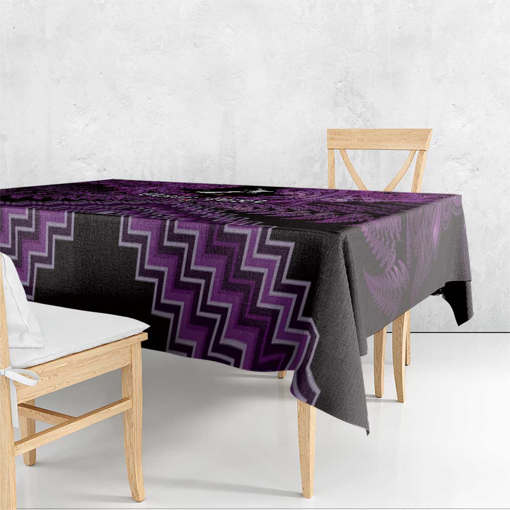 Personalised Aotearoa Matariki Tablecloth Purple Fern Maori Poutama