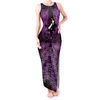 Personalised Aotearoa Matariki Tank Maxi Dress Purple Fern Maori Poutama