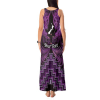 Personalised Aotearoa Matariki Tank Maxi Dress Purple Fern Maori Poutama