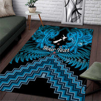 Personalised Aotearoa Matariki Area Rug Turquoise Fern Maori Poutama