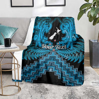 Personalised Aotearoa Matariki Blanket Turquoise Fern Maori Poutama