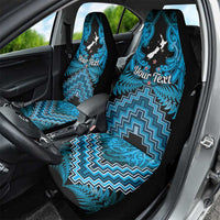Personalised Aotearoa Matariki Car Seat Cover Turquoise Fern Maori Poutama
