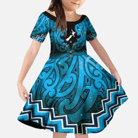 Personalised Aotearoa Matariki Family Matching Summer Maxi Dress and Hawaiian Shirt Turquoise Fern Maori Poutama