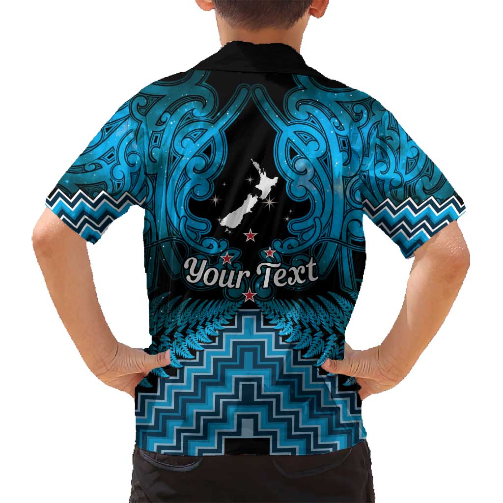 Personalised Aotearoa Matariki Family Matching Tank Maxi Dress and Hawaiian Shirt Turquoise Fern Maori Poutama