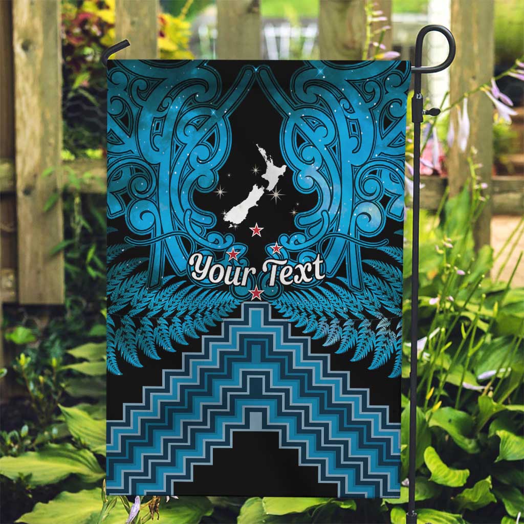 Personalised Aotearoa Matariki Garden Flag Turquoise Fern Maori Poutama