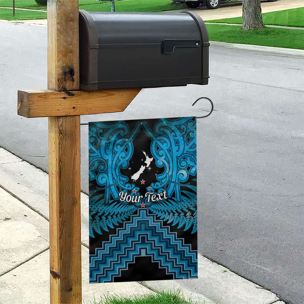 Personalised Aotearoa Matariki Garden Flag Turquoise Fern Maori Poutama