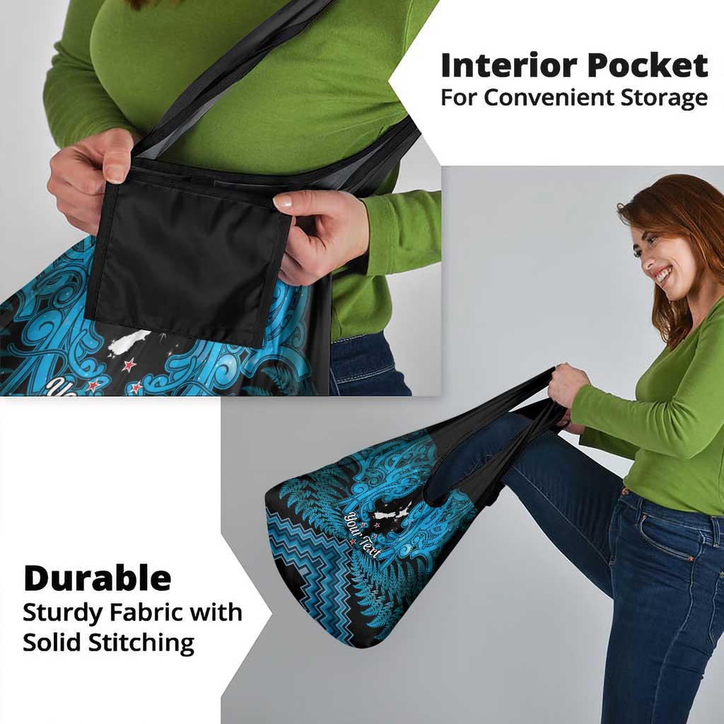 Personalised Aotearoa Matariki Grocery Bag Turquoise Fern Maori Poutama