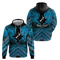 Personalised Aotearoa Matariki Hoodie Turquoise Fern Maori Poutama