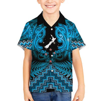 Personalised Aotearoa Matariki Kid Hawaiian Shirt Turquoise Fern Maori Poutama LT01 Kid Turquoise - Polynesian Pride