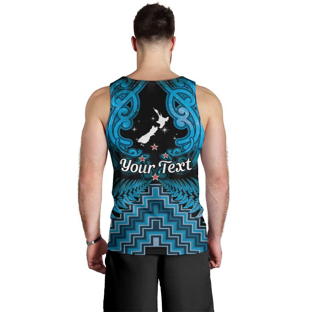 Personalised Aotearoa Matariki Men Tank Top Turquoise Fern Maori Poutama
