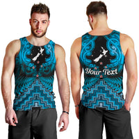Personalised Aotearoa Matariki Men Tank Top Turquoise Fern Maori Poutama