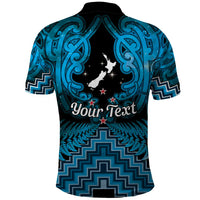 Personalised Aotearoa Matariki Polo Shirt Turquoise Fern Maori Poutama