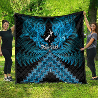 Personalised Aotearoa Matariki Quilt Turquoise Fern Maori Poutama