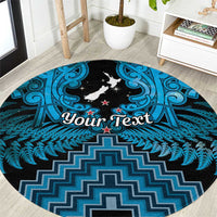 Personalised Aotearoa Matariki Round Carpet Turquoise Fern Maori Poutama