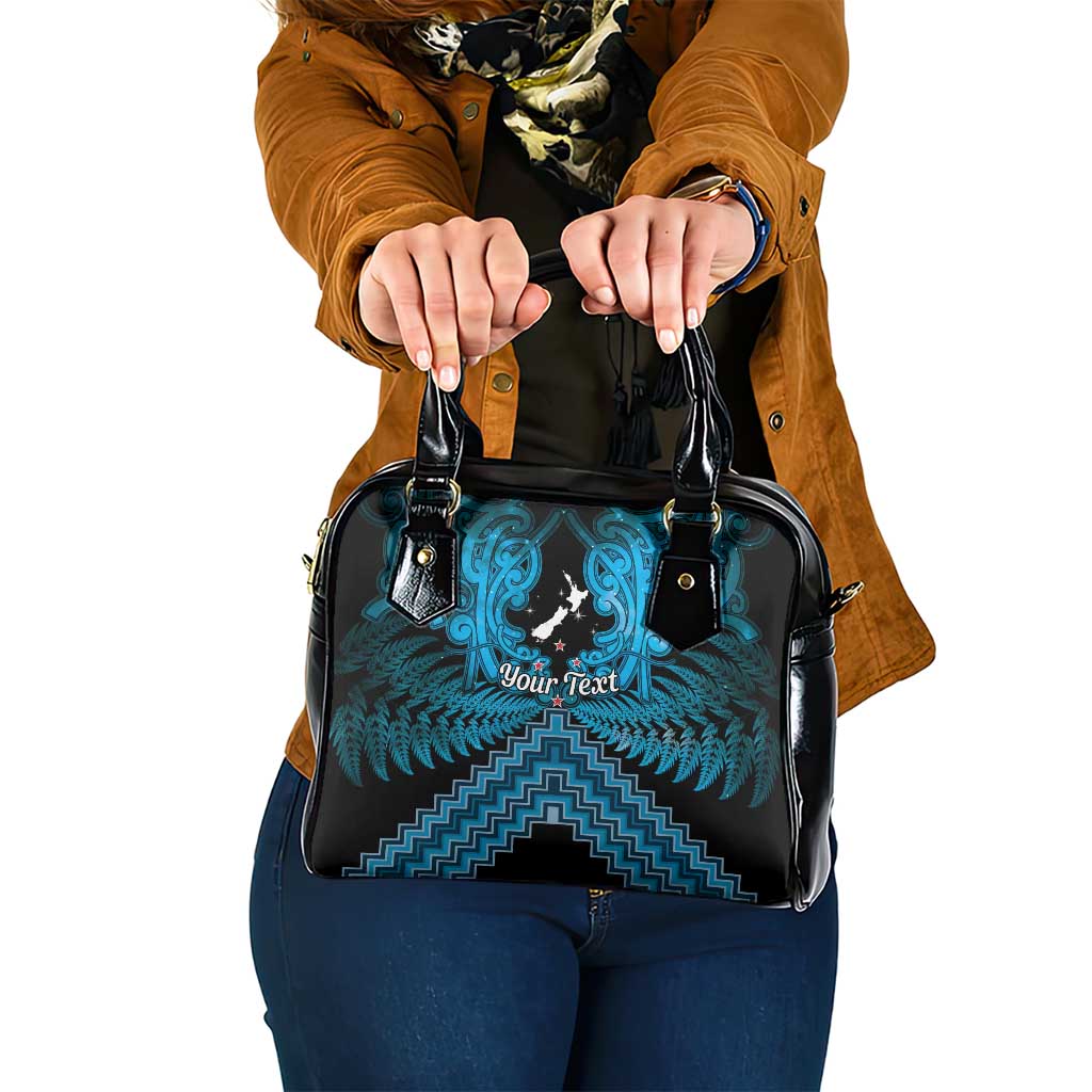 Personalised Aotearoa Matariki Shoulder Handbag Turquoise Fern Maori Poutama