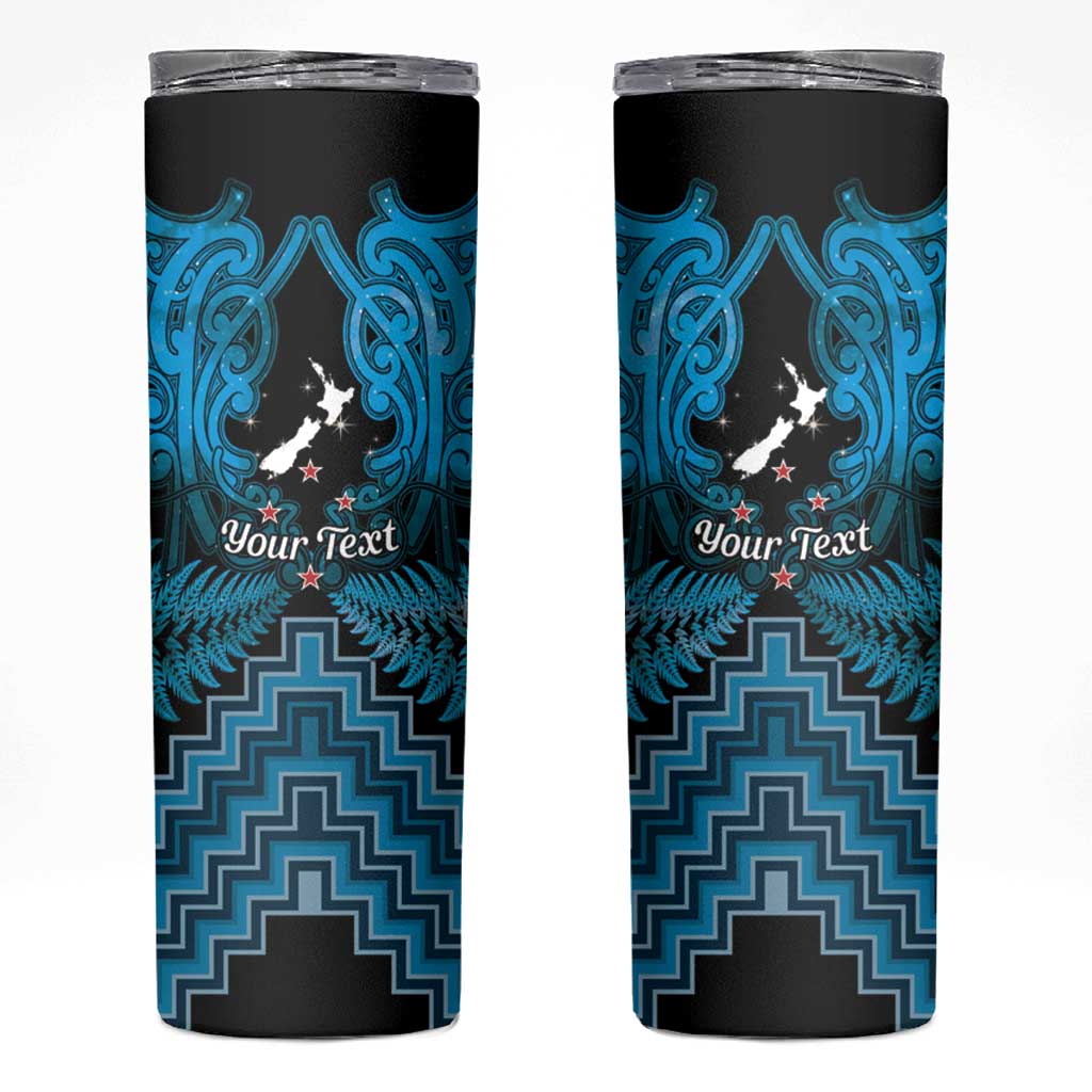 Personalised Aotearoa Matariki Skinny Tumbler Turquoise Fern Maori Poutama