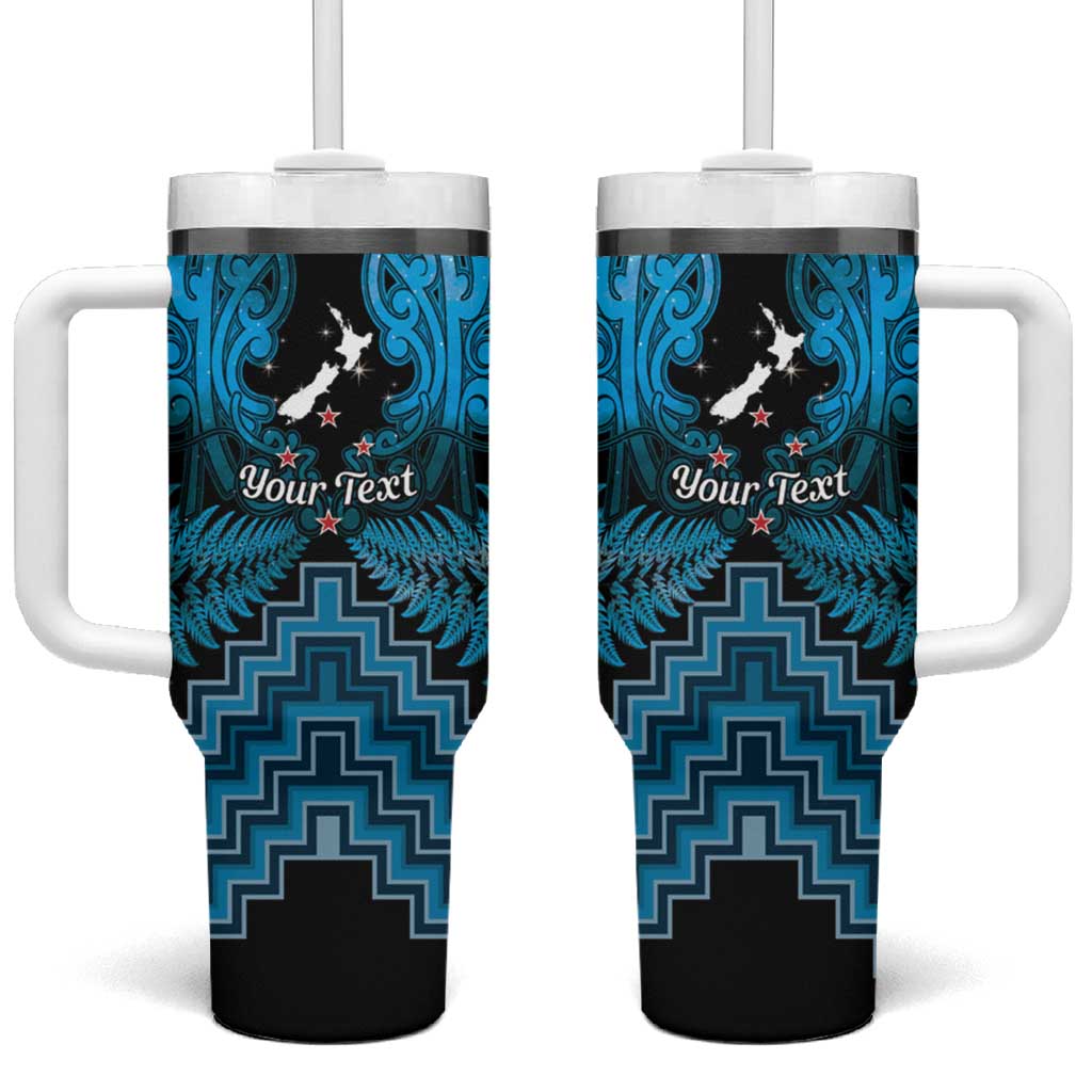 Personalised Aotearoa Matariki Tumbler With Handle Turquoise Fern Maori Poutama