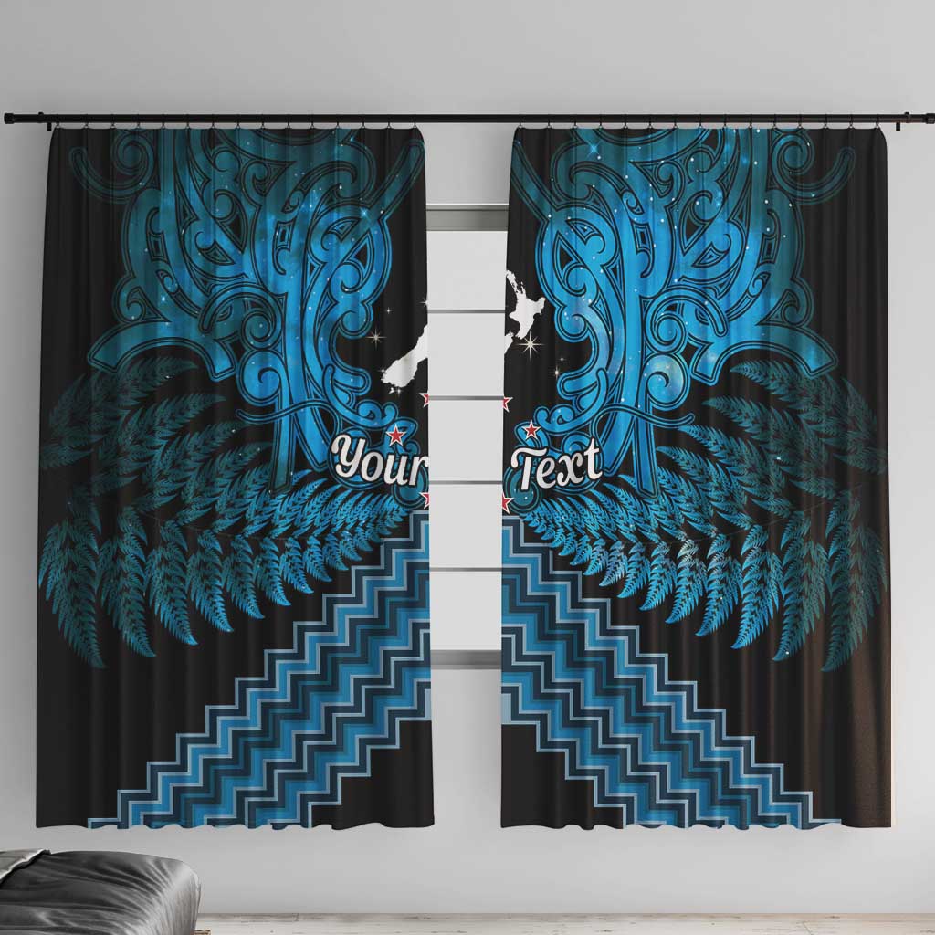 Personalised Aotearoa Matariki Window Curtain Turquoise Fern Maori Poutama