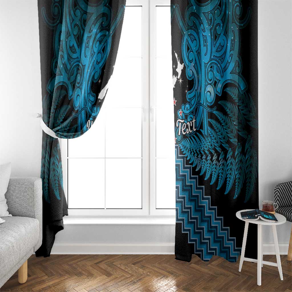 Personalised Aotearoa Matariki Window Curtain Turquoise Fern Maori Poutama