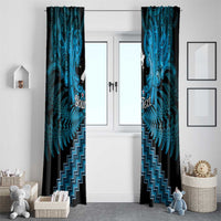 Personalised Aotearoa Matariki Window Curtain Turquoise Fern Maori Poutama