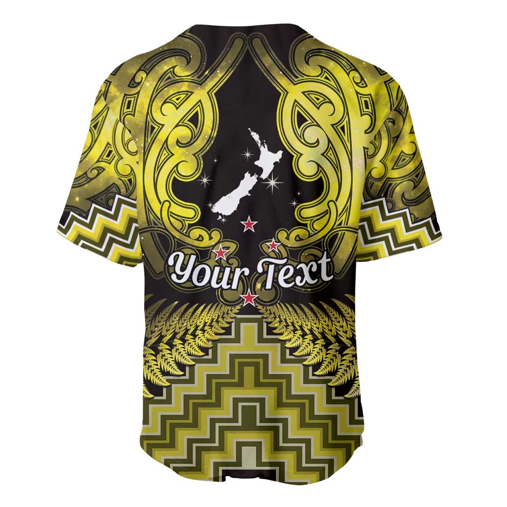 Personalised Aotearoa Matariki Baseball Jersey Yellow Fern Maori Poutama LT01 - Polynesian Pride