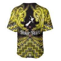 Personalised Aotearoa Matariki Baseball Jersey Yellow Fern Maori Poutama LT01 - Polynesian Pride