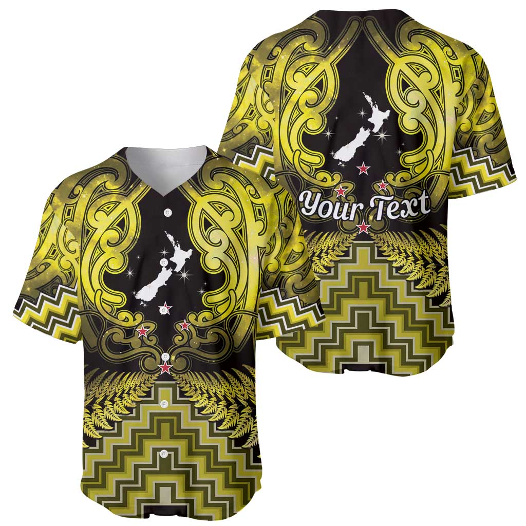 Personalised Aotearoa Matariki Baseball Jersey Yellow Fern Maori Poutama LT01 - Polynesian Pride