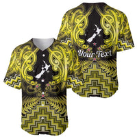 Personalised Aotearoa Matariki Baseball Jersey Yellow Fern Maori Poutama LT01 - Polynesian Pride