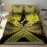 Personalised Aotearoa Matariki Bedding Set Yellow Fern Maori Poutama