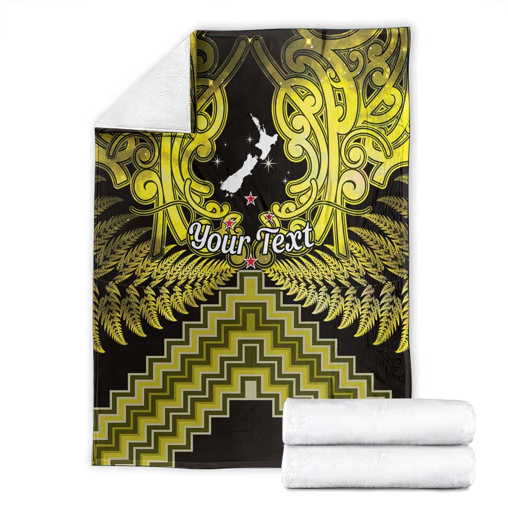 Personalised Aotearoa Matariki Blanket Yellow Fern Maori Poutama