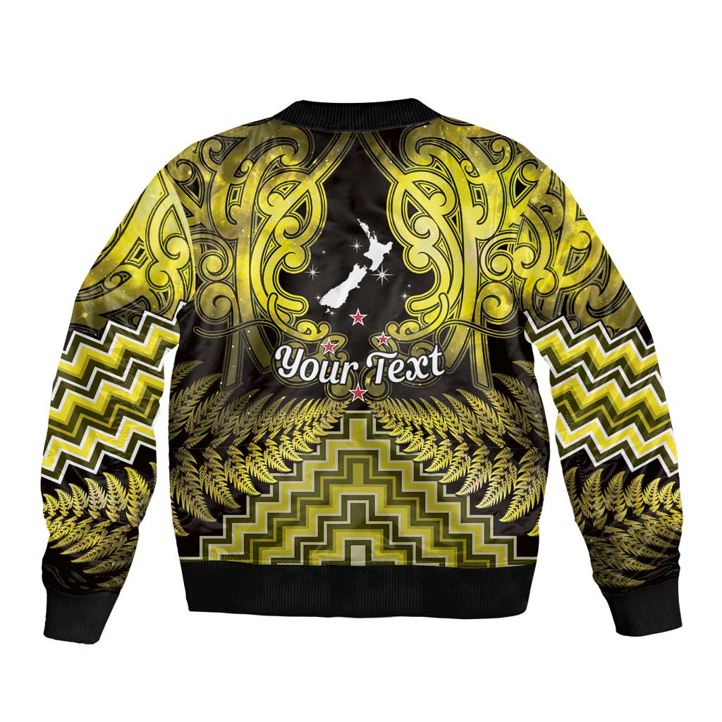 Personalised Aotearoa Matariki Bomber Jacket Yellow Fern Maori Poutama