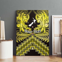 Personalised Aotearoa Matariki Canvas Wall Art Yellow Fern Maori Poutama