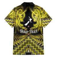 Personalised Aotearoa Matariki Family Matching Long Sleeve Bodycon Dress and Hawaiian Shirt Yellow Fern Maori Poutama