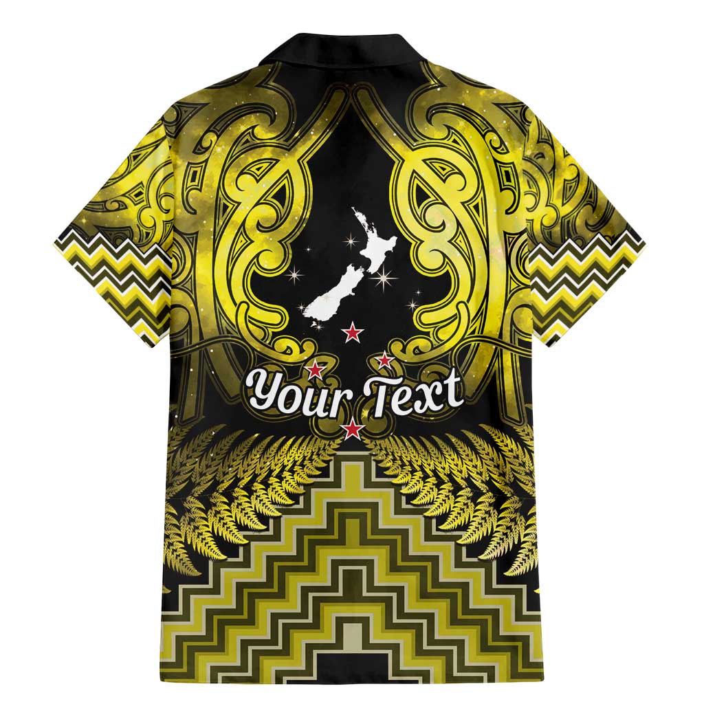 Personalised Aotearoa Matariki Family Matching Mermaid Dress and Hawaiian Shirt Yellow Fern Maori Poutama