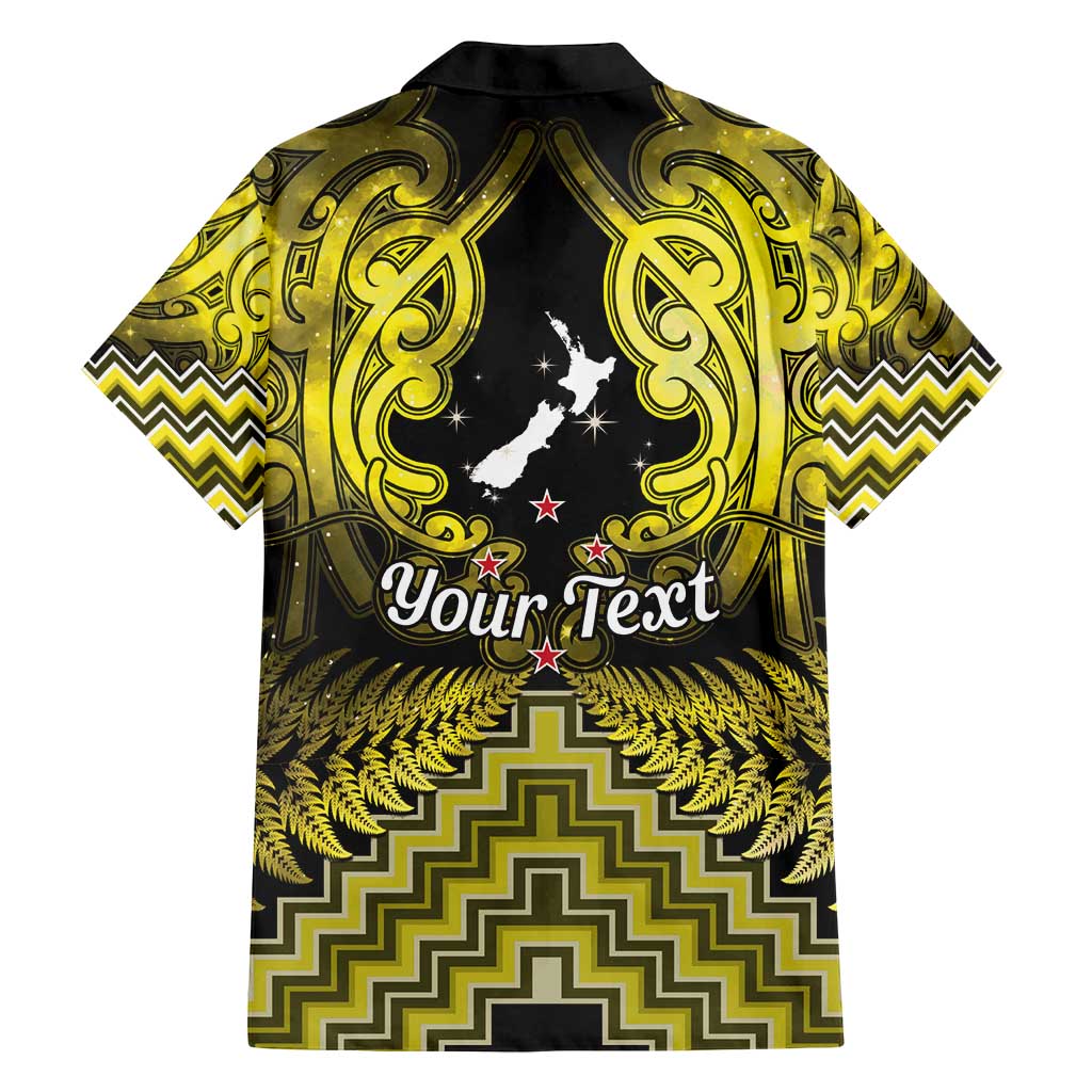 Personalised Aotearoa Matariki Family Matching Summer Maxi Dress and Hawaiian Shirt Yellow Fern Maori Poutama