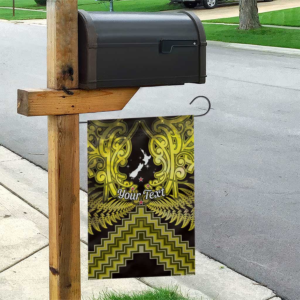 Personalised Aotearoa Matariki Garden Flag Yellow Fern Maori Poutama