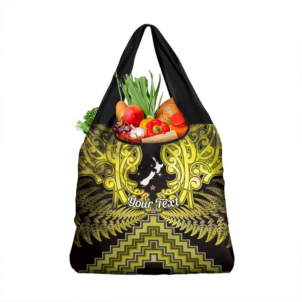 Personalised Aotearoa Matariki Grocery Bag Yellow Fern Maori Poutama