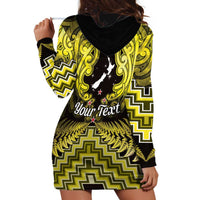 Personalised Aotearoa Matariki Hoodie Dress Yellow Fern Maori Poutama