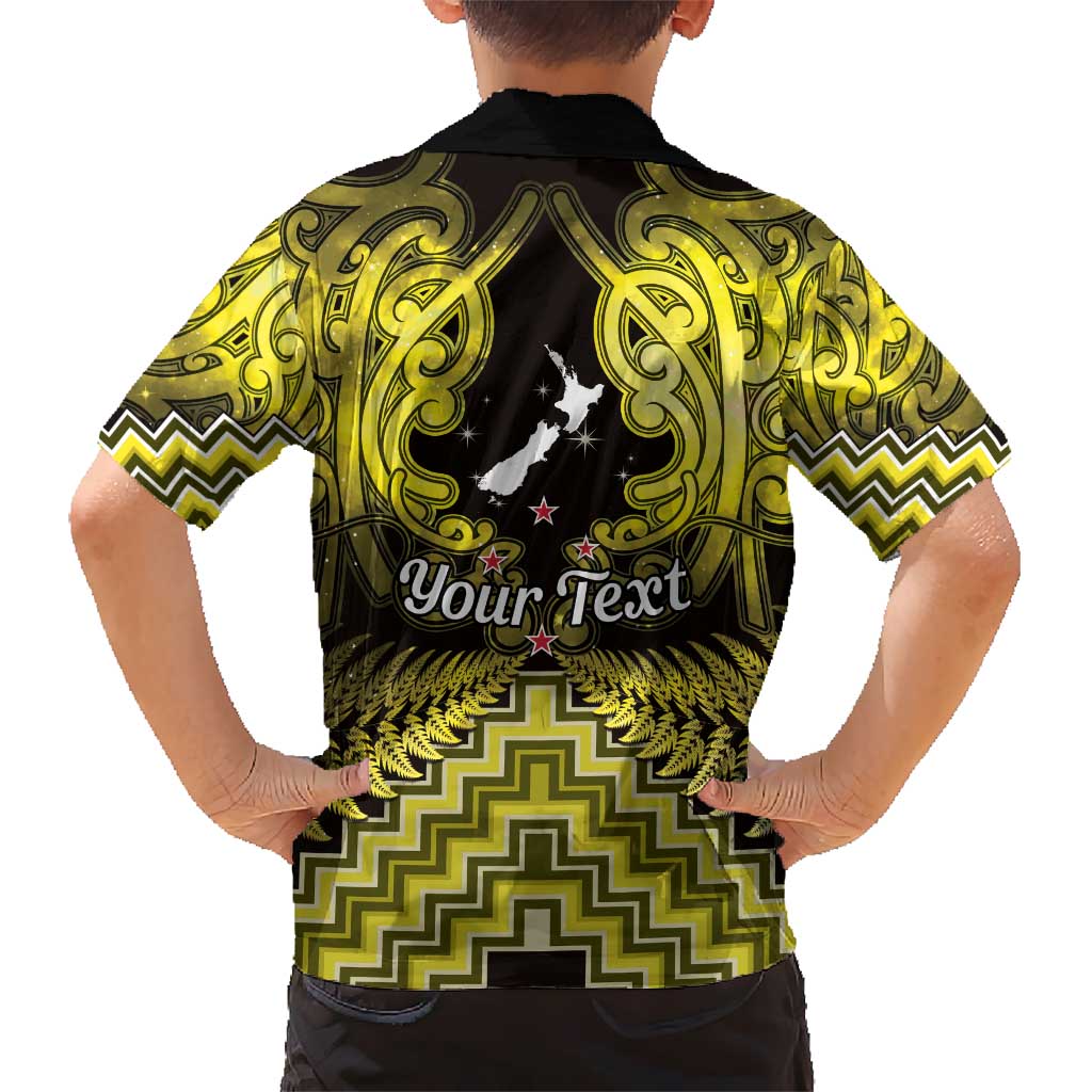 Personalised Aotearoa Matariki Kid Hawaiian Shirt Yellow Fern Maori Poutama LT01 - Polynesian Pride
