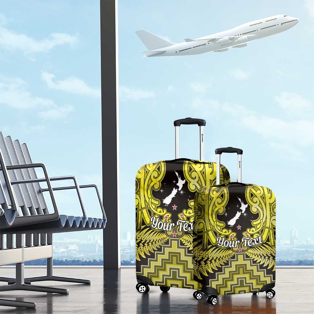 Personalised Aotearoa Matariki Luggage Cover Yellow Fern Maori Poutama