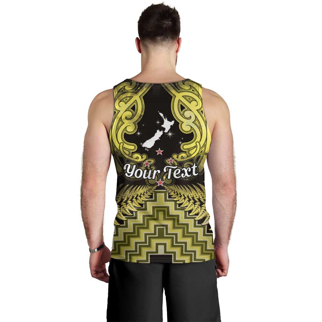 Personalised Aotearoa Matariki Men Tank Top Yellow Fern Maori Poutama