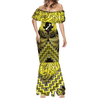 Personalised Aotearoa Matariki Mermaid Dress Yellow Fern Maori Poutama