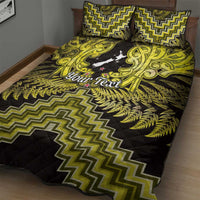 Personalised Aotearoa Matariki Quilt Bed Set Yellow Fern Maori Poutama
