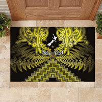 Personalised Aotearoa Matariki Rubber Doormat Yellow Fern Maori Poutama LT01 Yellow - Polynesian Pride