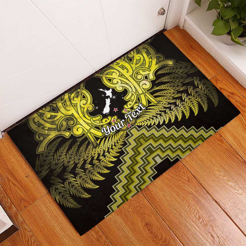Personalised Aotearoa Matariki Rubber Doormat Yellow Fern Maori Poutama LT01 - Polynesian Pride