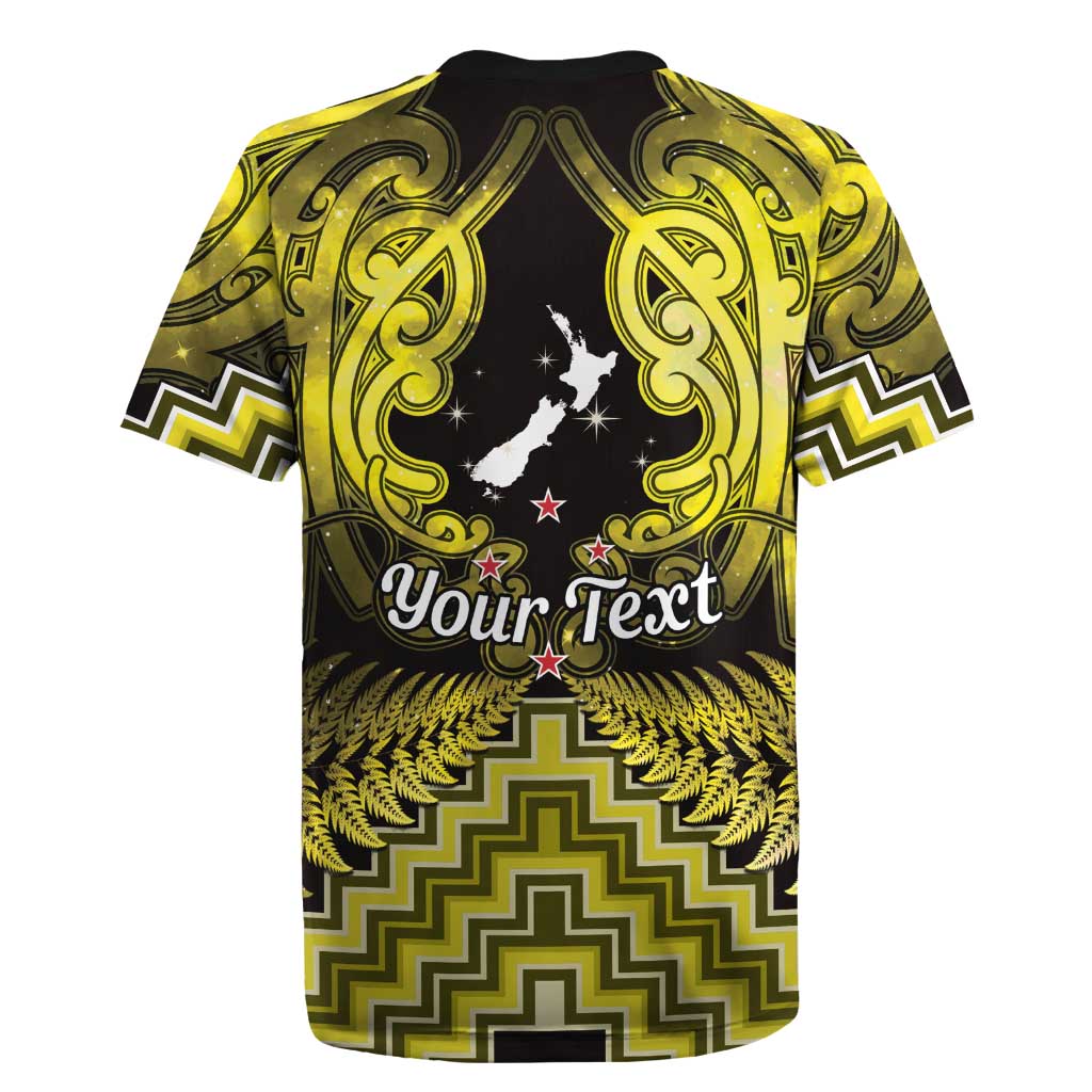 Personalised Aotearoa Matariki Rugby Jersey Yellow Fern Maori Poutama